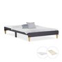 Voir la diapositive 2 : HomeStyle4U Lit capitonné avec matelas sommier  90x200