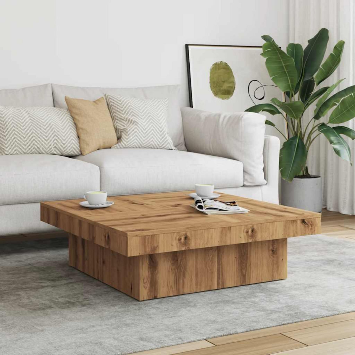 VIDAXL Table basse chene artisanal 90x90x28 cm bois d'ingenierie