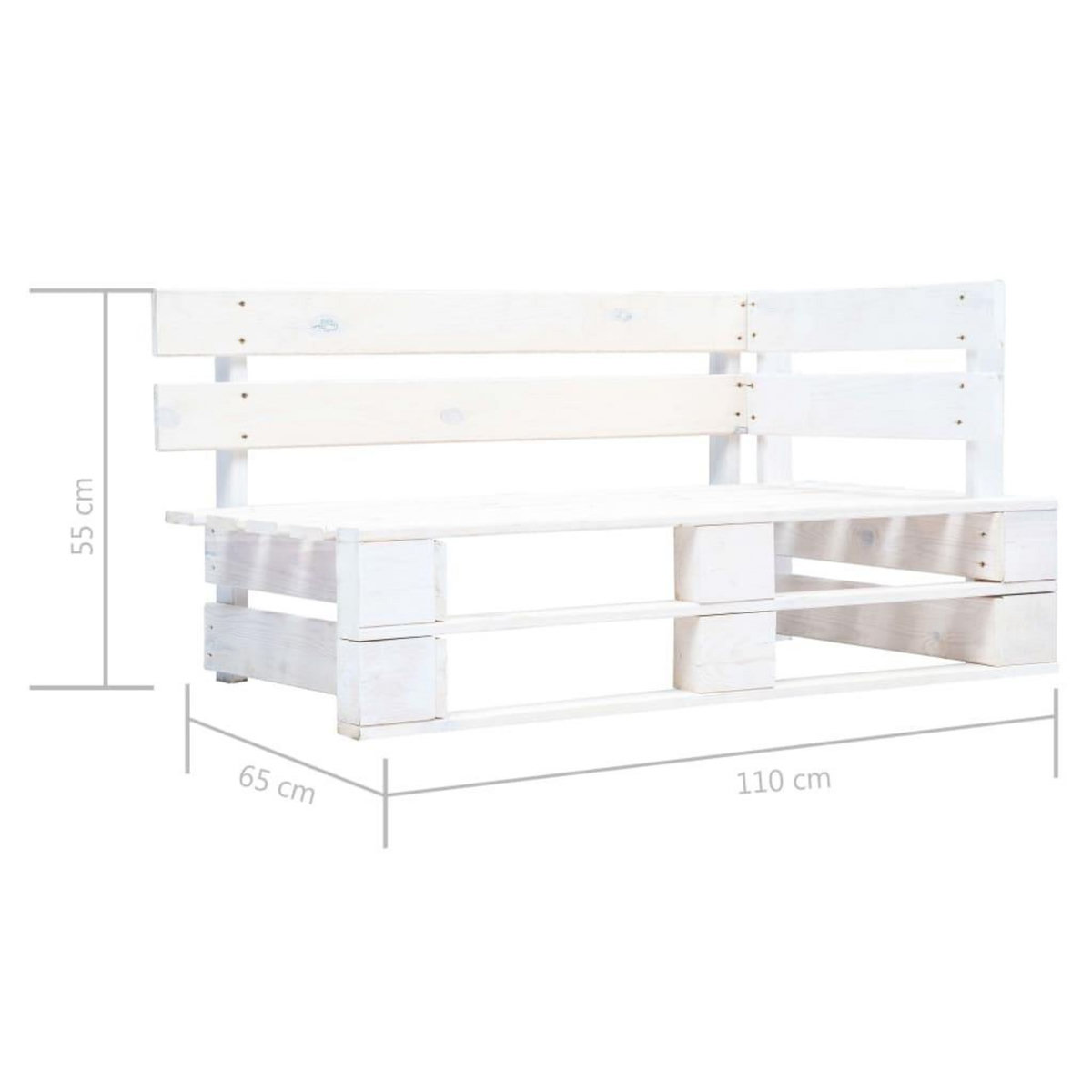 VIDAXL Canape palette 2 places avec coussins Pin impregne de blanc