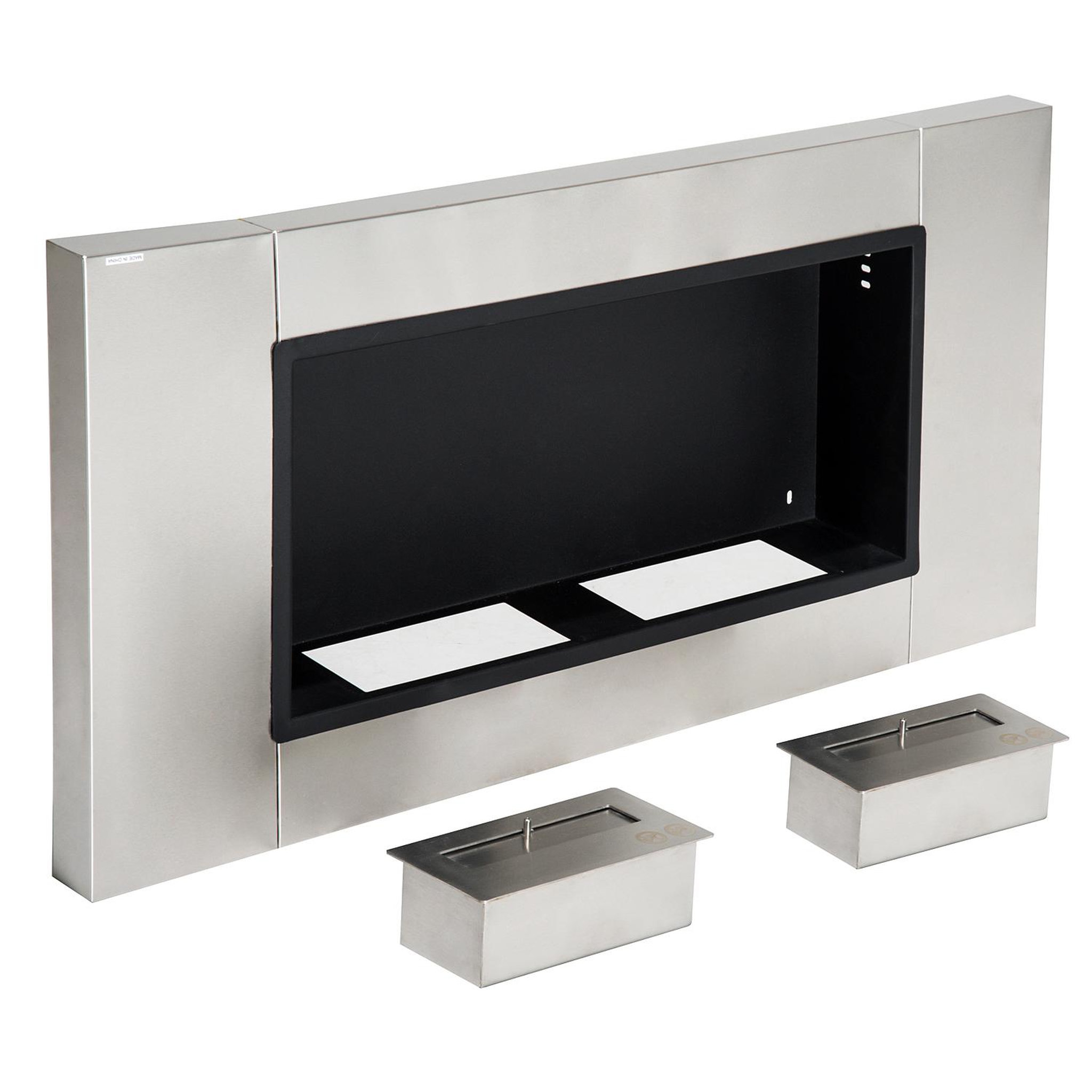 Voir la diapositive 5 : HOMCOM Cheminée bioéthanol murale design Bauhaus 2 brûleurs 3 L couverture 25-30 m² acier inox brossé