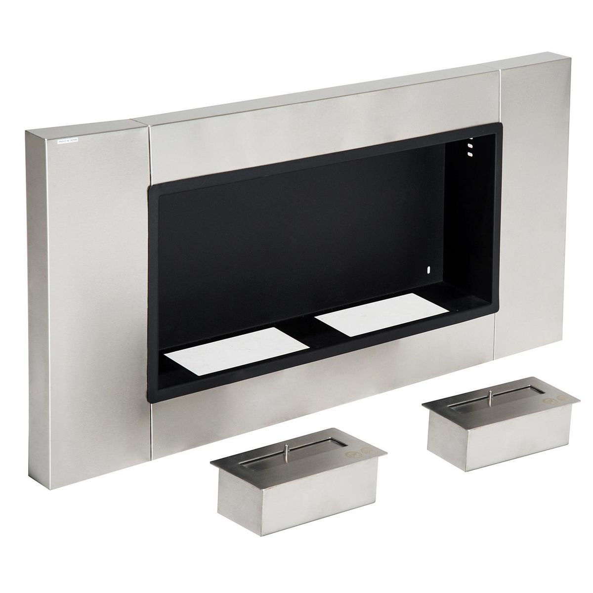 HOMCOM Cheminée bioéthanol murale design Bauhaus 2 brûleurs 3 L couverture 25-30 m² acier inox brossé