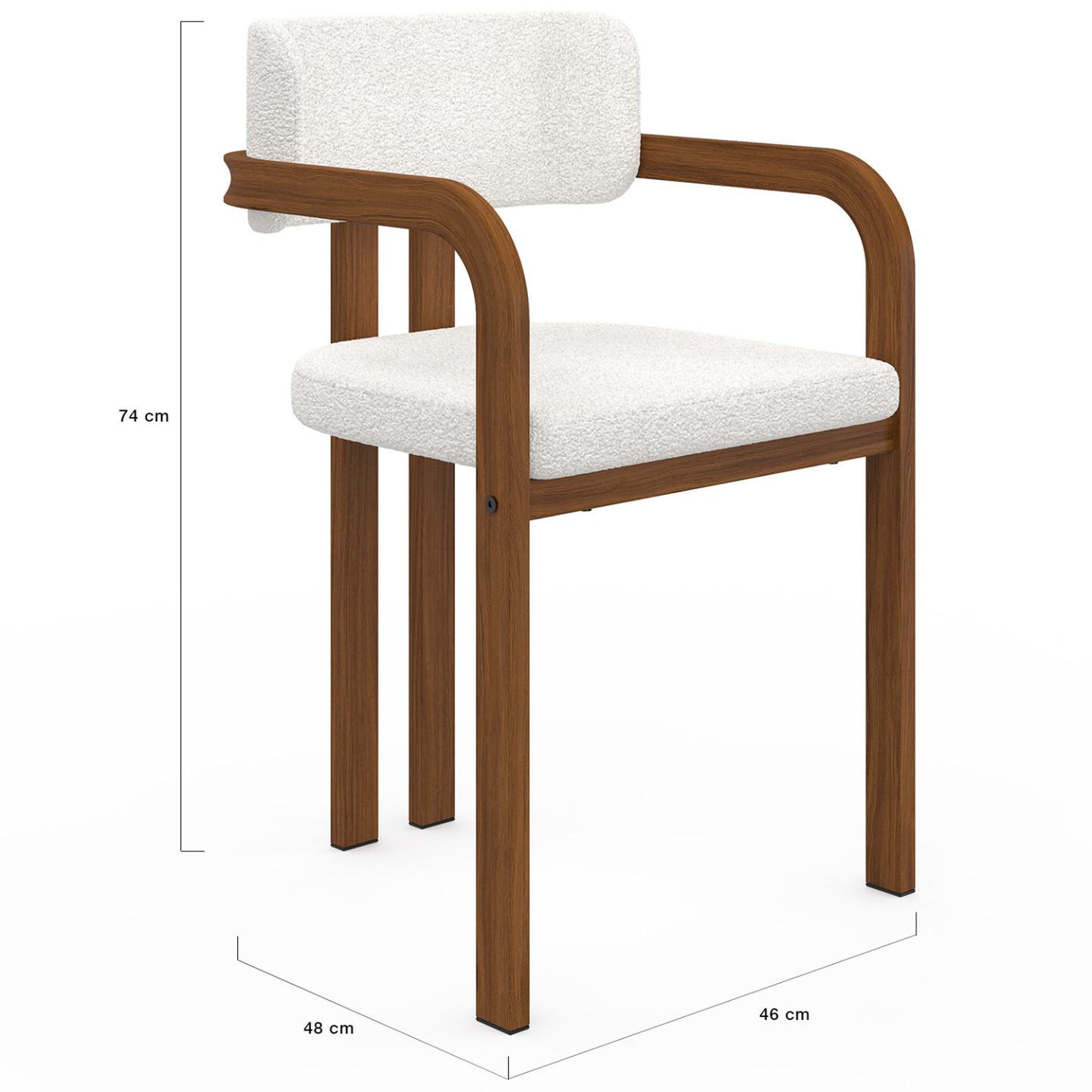 Voir la diapositive 5 : ID MARKET Lot de 4 chaises de salle à manger, fauteuils de table ESMA en métal effet noyer et tissu bouclette avec accoudoirs