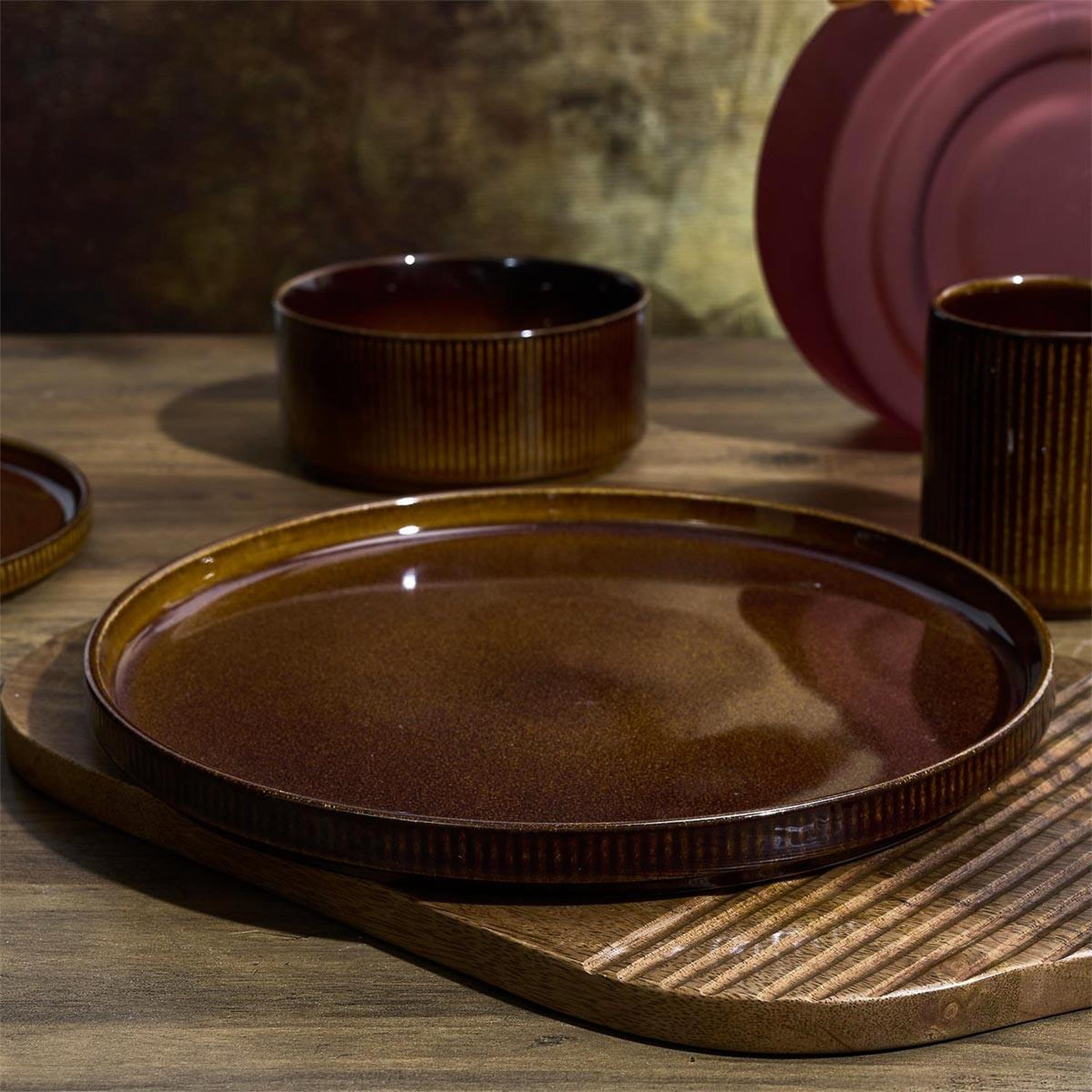 Voir la diapositive 4 : COOK CONCEPT Lot de 6 assiettes plates  ysia  26cm marron
