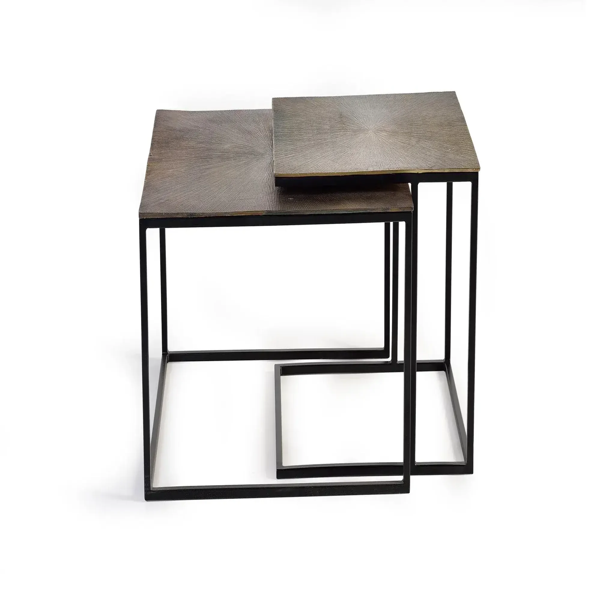 GINER Y COLOMER SL Lot de 2 tables basses de bronze grand 62 cm, petite 46 cm style industriel vintage