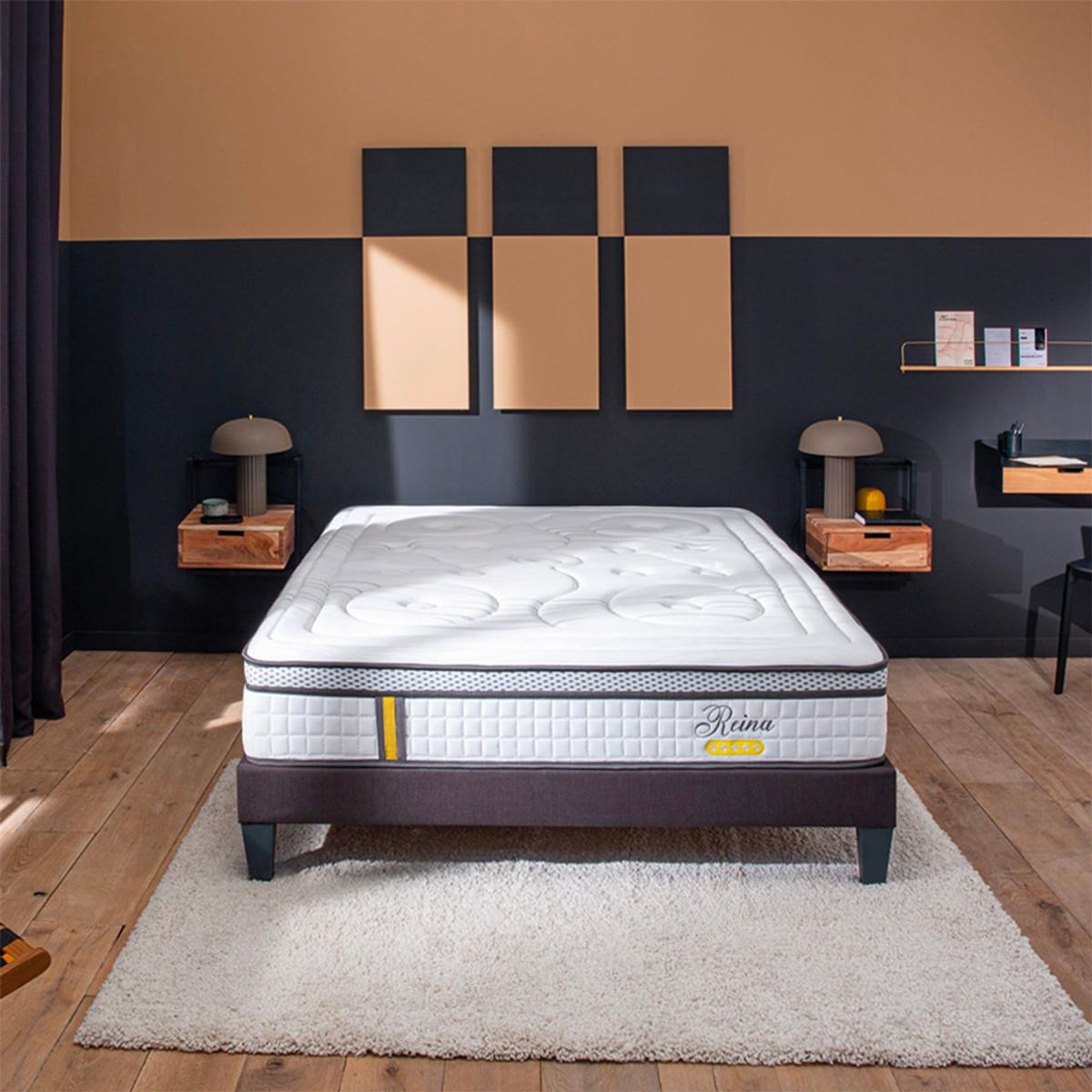 BELLECOUR BELLECOUR LITERIE | Ensemble REINA 2.0 | Matelas Ressorts ensachés + Sommier Bois