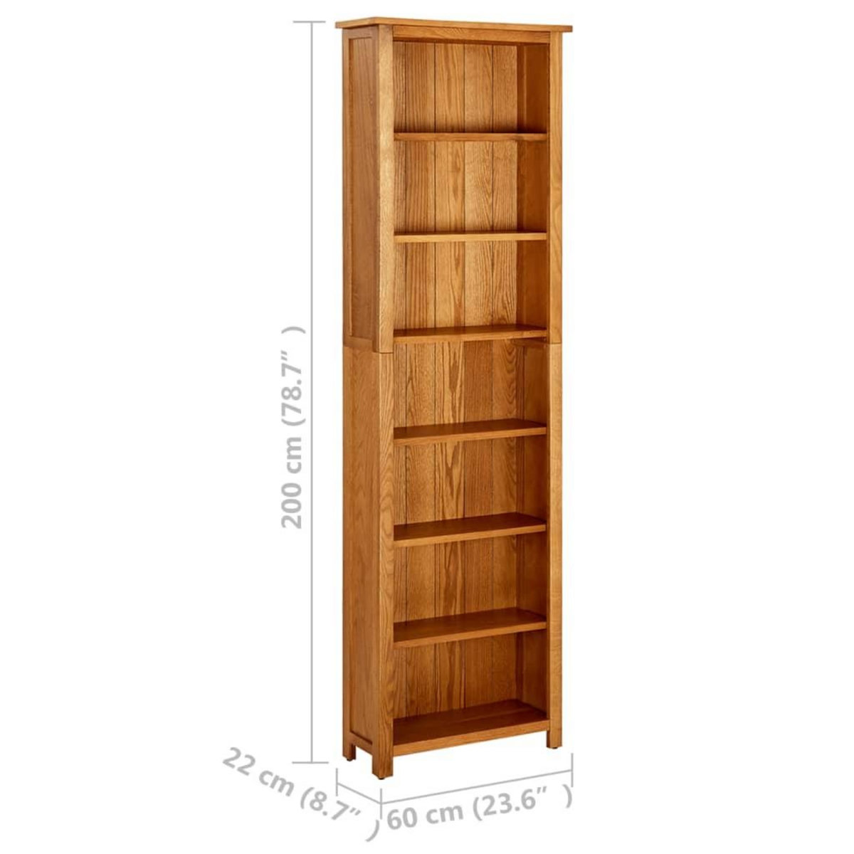VIDAXL Bibliotheque a 7 niveaux 60x22x200 cm Bois de chene massif