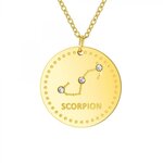 SC CRYSTAL Collier astrologie  Scorpion  SC Crystal orné de Cristaux scintillants en Acier Finement doré