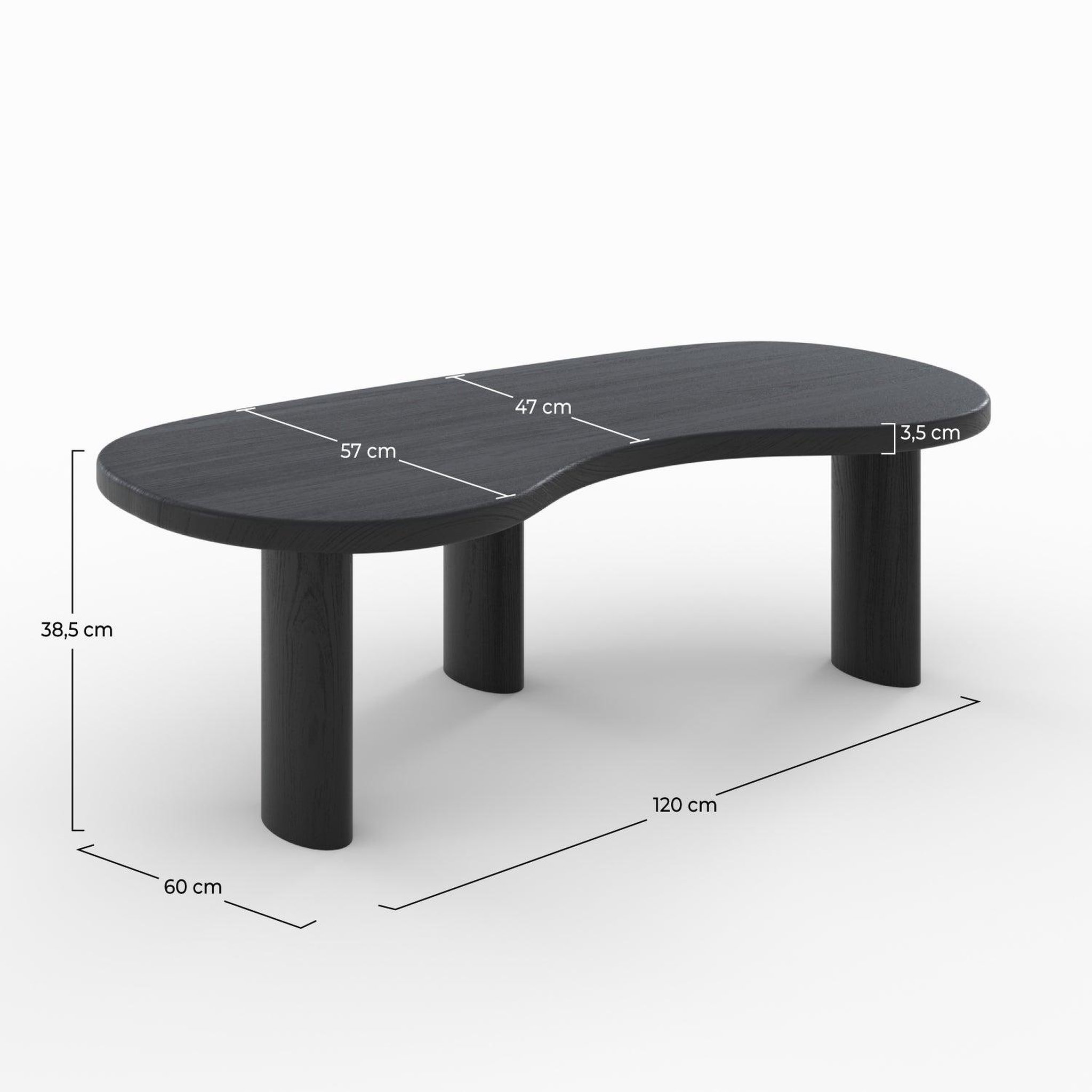 Voir la diapositive 4 : MAISON PAVANE Table basse organique en bois massif de mindi noir-brandan