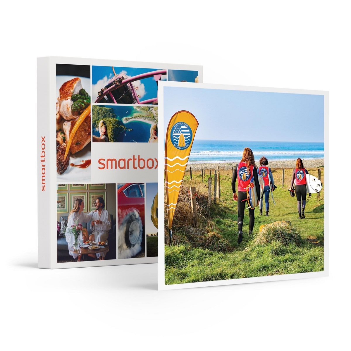 Smartbox Surf en famille : leçon d'1h30 pour 2 adultes et 1 enfant dans la baie d'Audierne - Coffret Cadeau Sport & Aventure