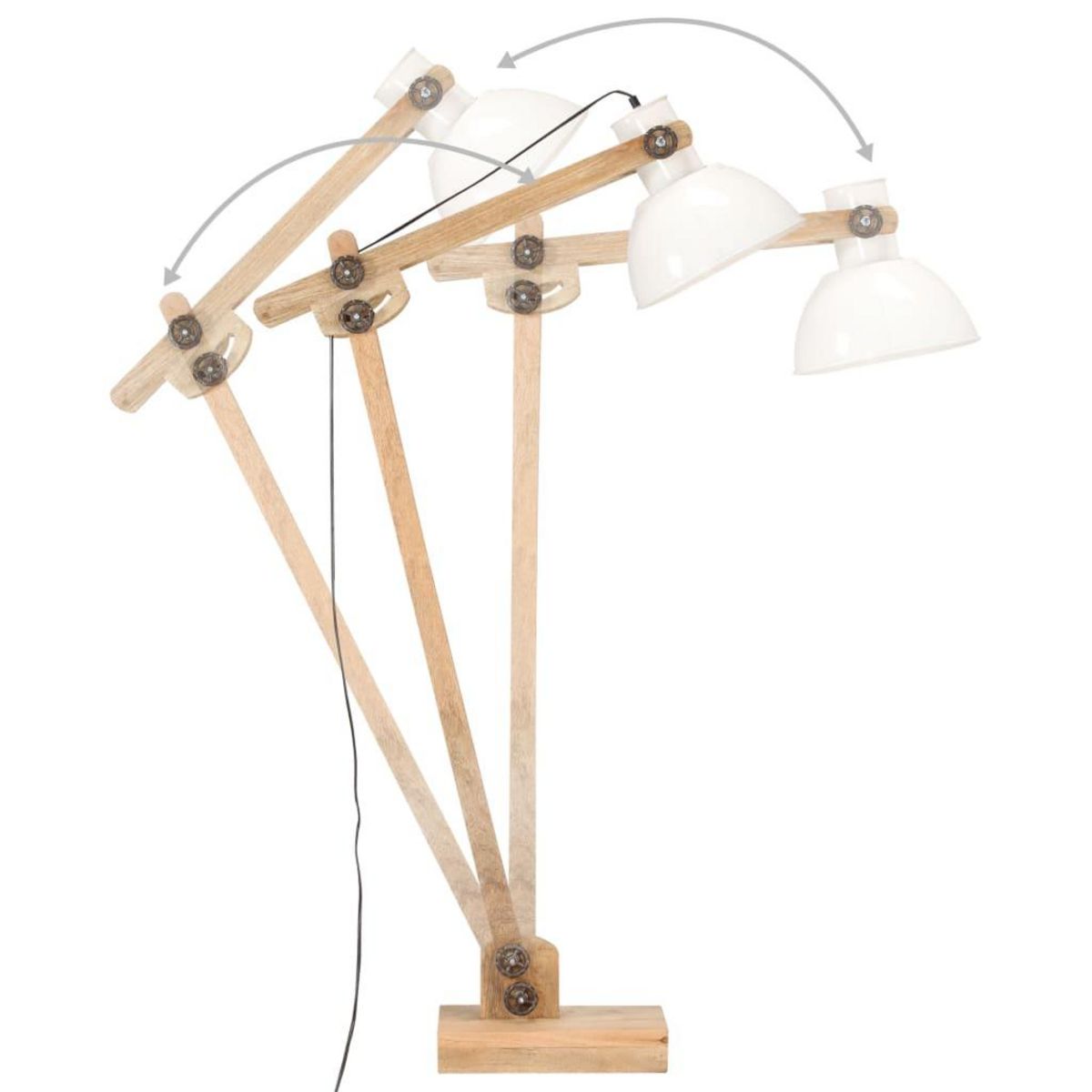VIDAXL Lampadaire Blanc Bois de manguier massif E27