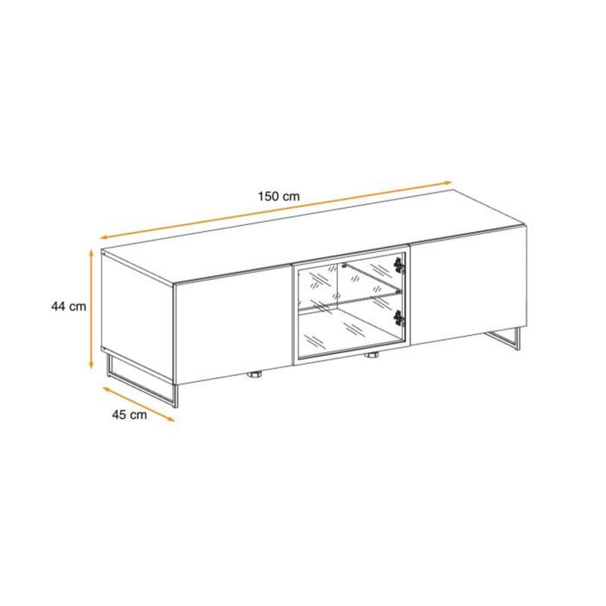Paris Prix Meuble TV Design 2 Portes  Plank  150cm Naturel