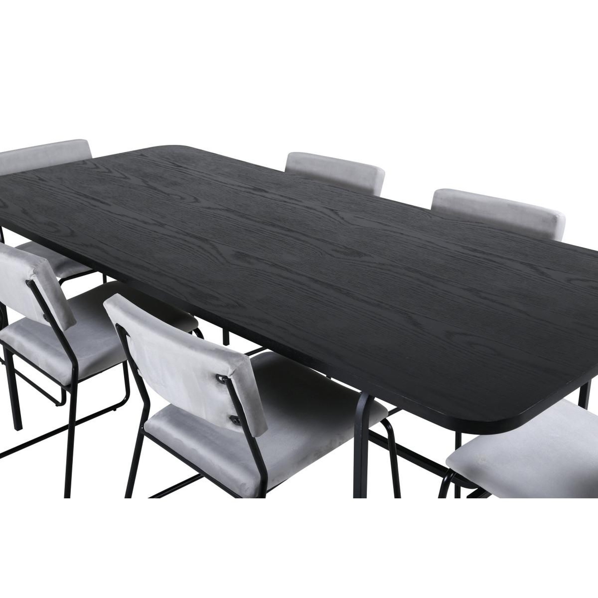 Voir la diapositive 3 : Paris Prix Ensemble table à manger & 6 chaises  uno & kenth  200cm gris & noir