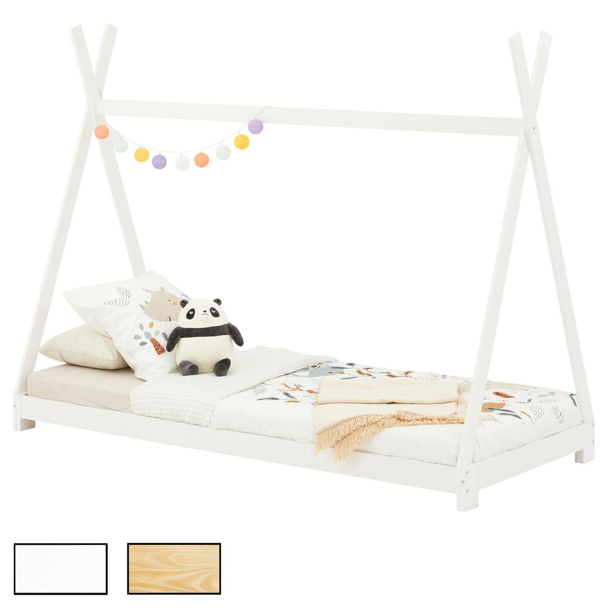 IDIMEX Lit enfant tipi ELIN, 90 x 190 cm en pin massif. Coloris disponibles : Blanc, Marron
