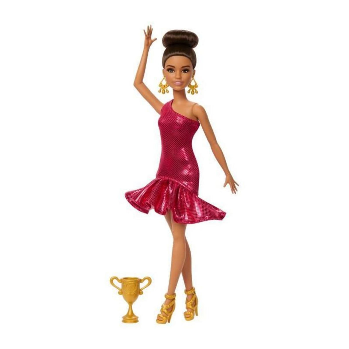 BARBIE Barbie - Poupée Danseuse de Salon et Accessoires - Brune avec trophée - Barbie - JFR09