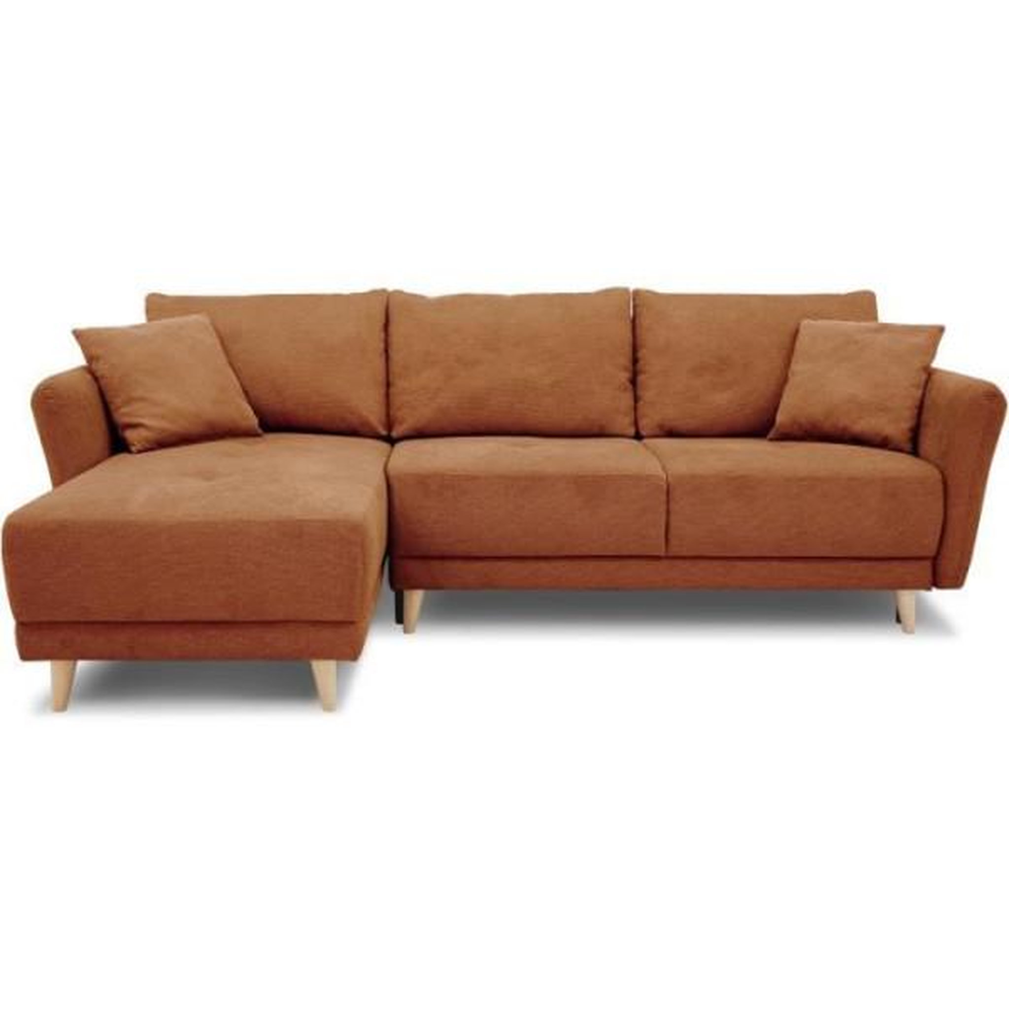 MARKET24 Canapé d'angle convertible réversible 3-4 places CLAUDIUS - Tissu Terracotta - Coffre de rangement - L 244 x P 158 x H 95 cm