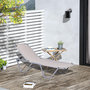 Voir la diapositive 2 : OUTSUNNY Bain de soleil transat design contemporain dossier inclinable multi-positions alu textilène crème