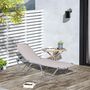 Voir la diapositive 2 : OUTSUNNY Bain de soleil transat design contemporain dossier inclinable multi-positions alu textilène crème