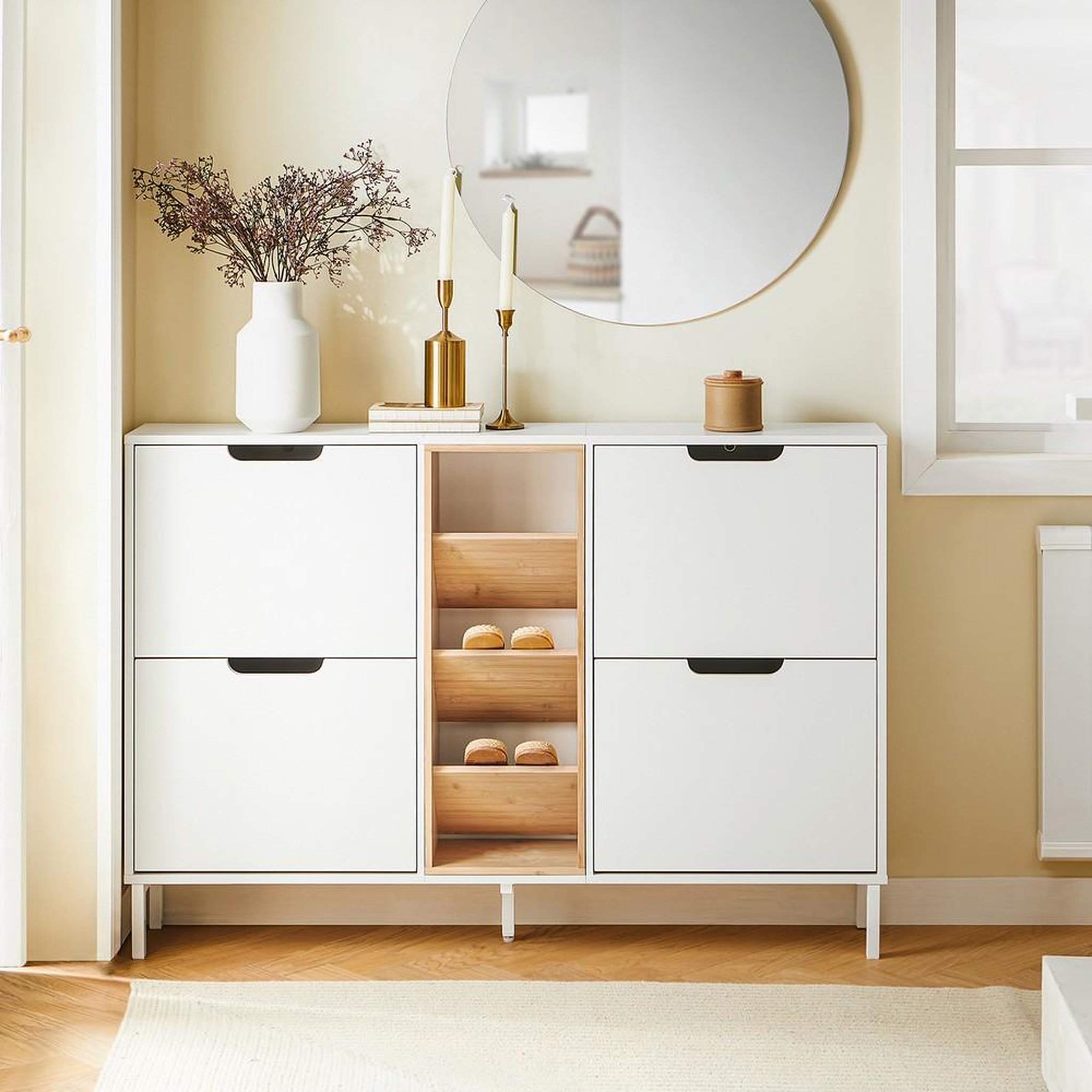 Voir la diapositive 2 : SOBUY SoBuy - Meuble À Chaussures à 4 tiroirs - Blanc - 126x47x85cm - Minimaliste - FSR183-NW