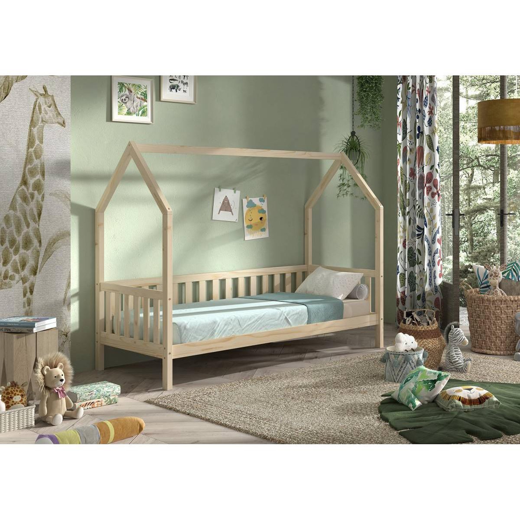 Voir la diapositive 4 : Paris Prix Lit enfant  cabane  90x200cm naturel