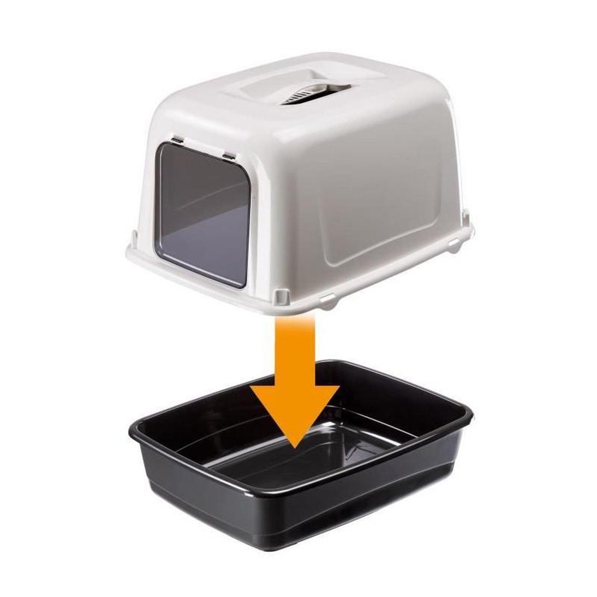 Voir la diapositive 3 : Ferplast Maison de toilette pour chat CLEAR CAT 10 - Plastique - Filtre a charbon actif - Porte - FERPLAST