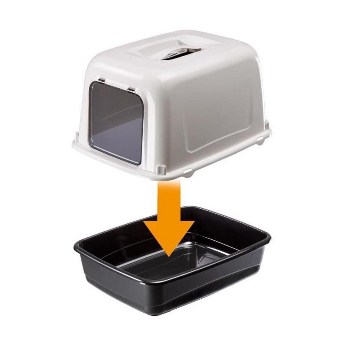 Ferplast Maison de toilette pour chat CLEAR CAT 10 - Plastique - Filtre a charbon actif - Porte - FERPLAST