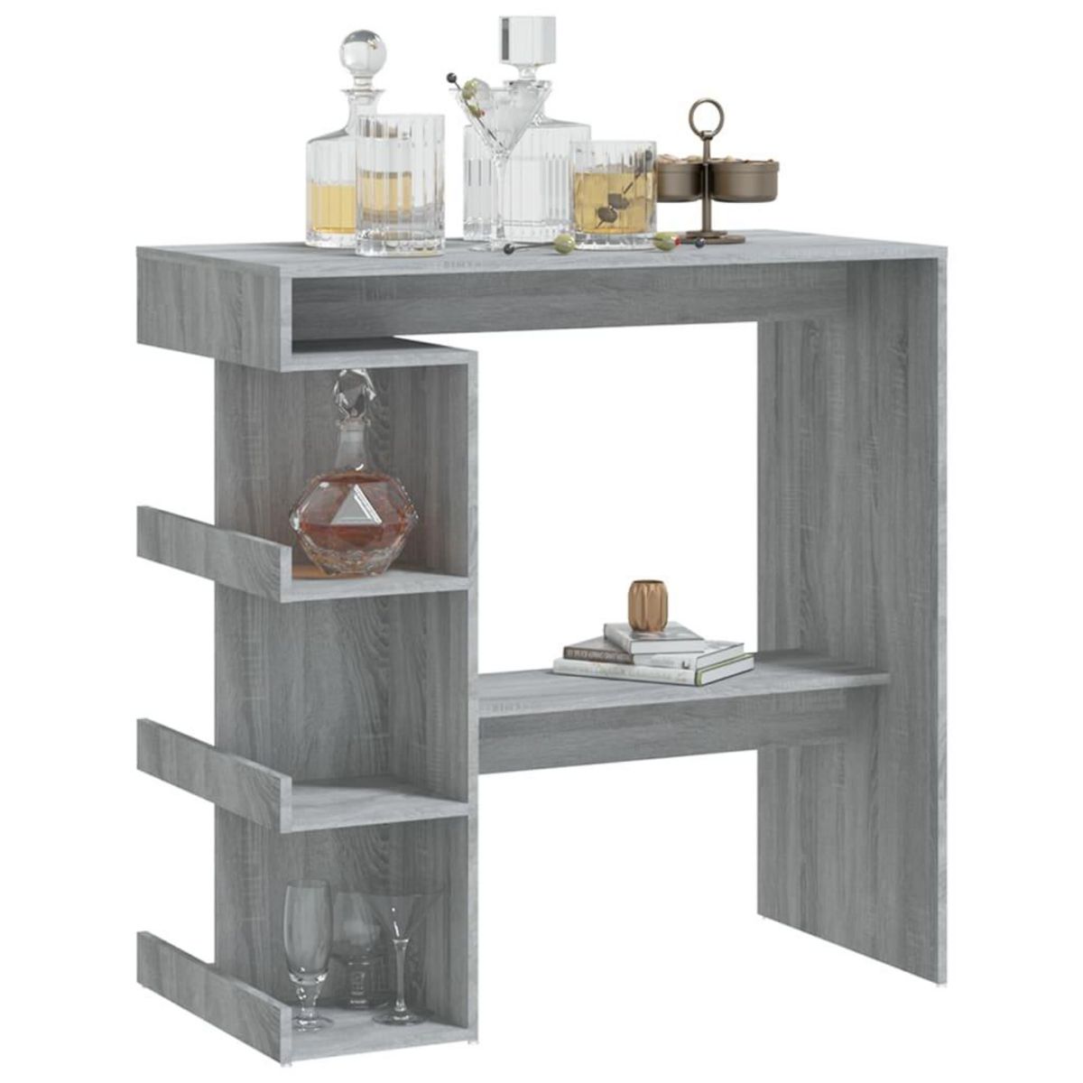 VIDAXL Table de bar et etagere de rangement Sonoma gris 100x50x101,5cm