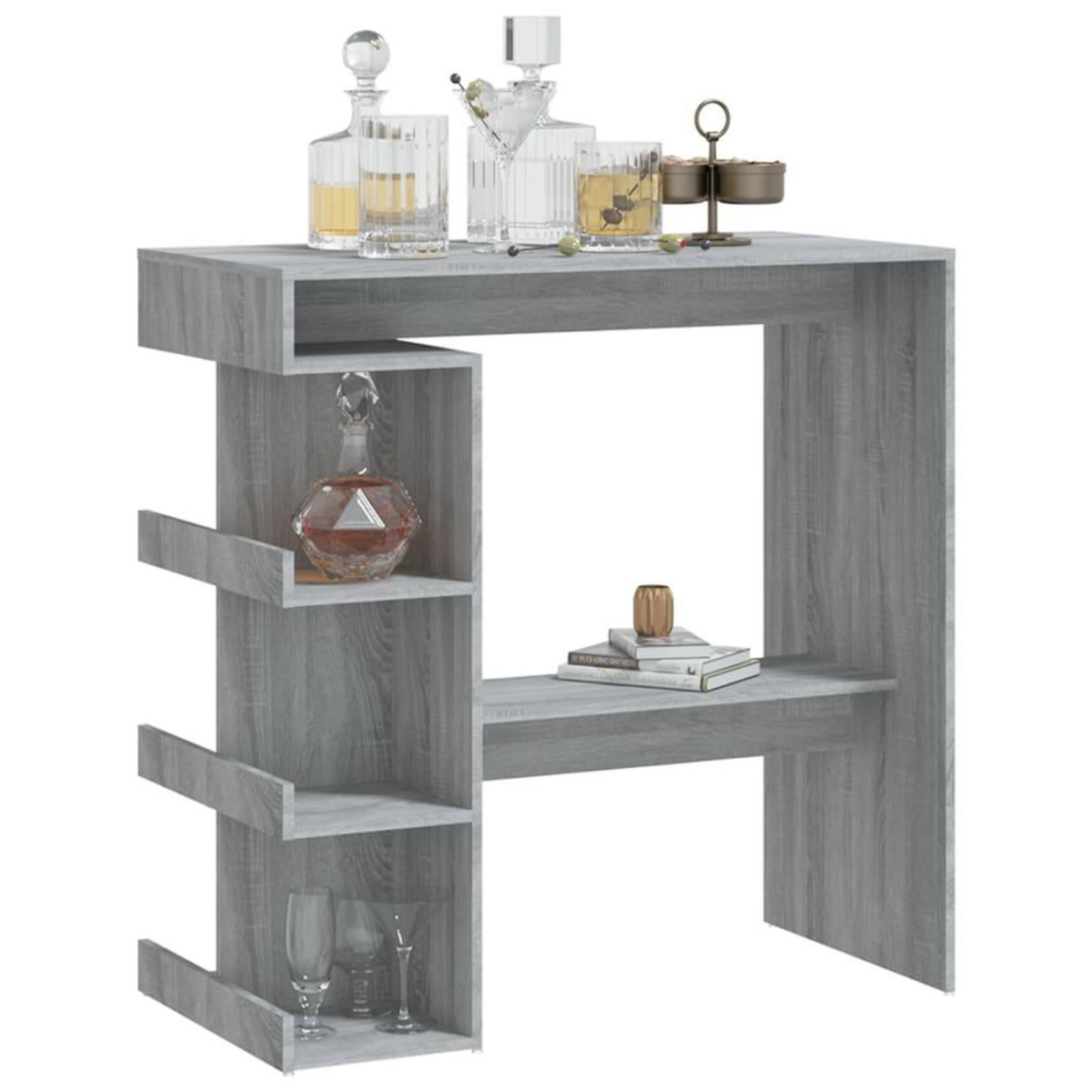 VIDAXL Table de bar et etagere de rangement Sonoma gris 100x50x101,5cm