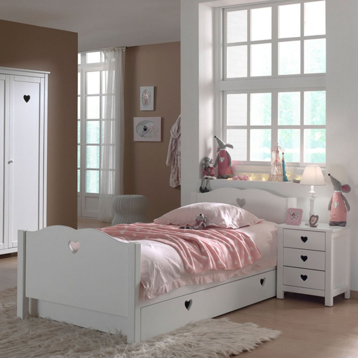 Ensemble Lit simple 90x200cm + tiroir MAUDE