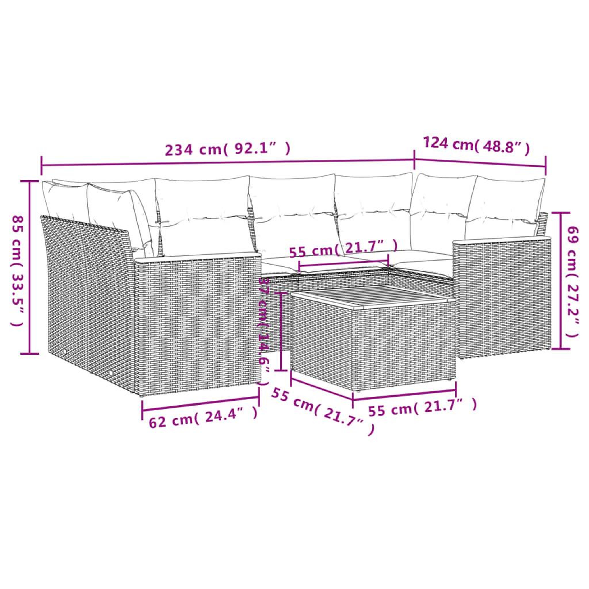 Voir la diapositive 6 : VIDAXL Salon de jardin avec coussins 7 pcs gris resine tressee