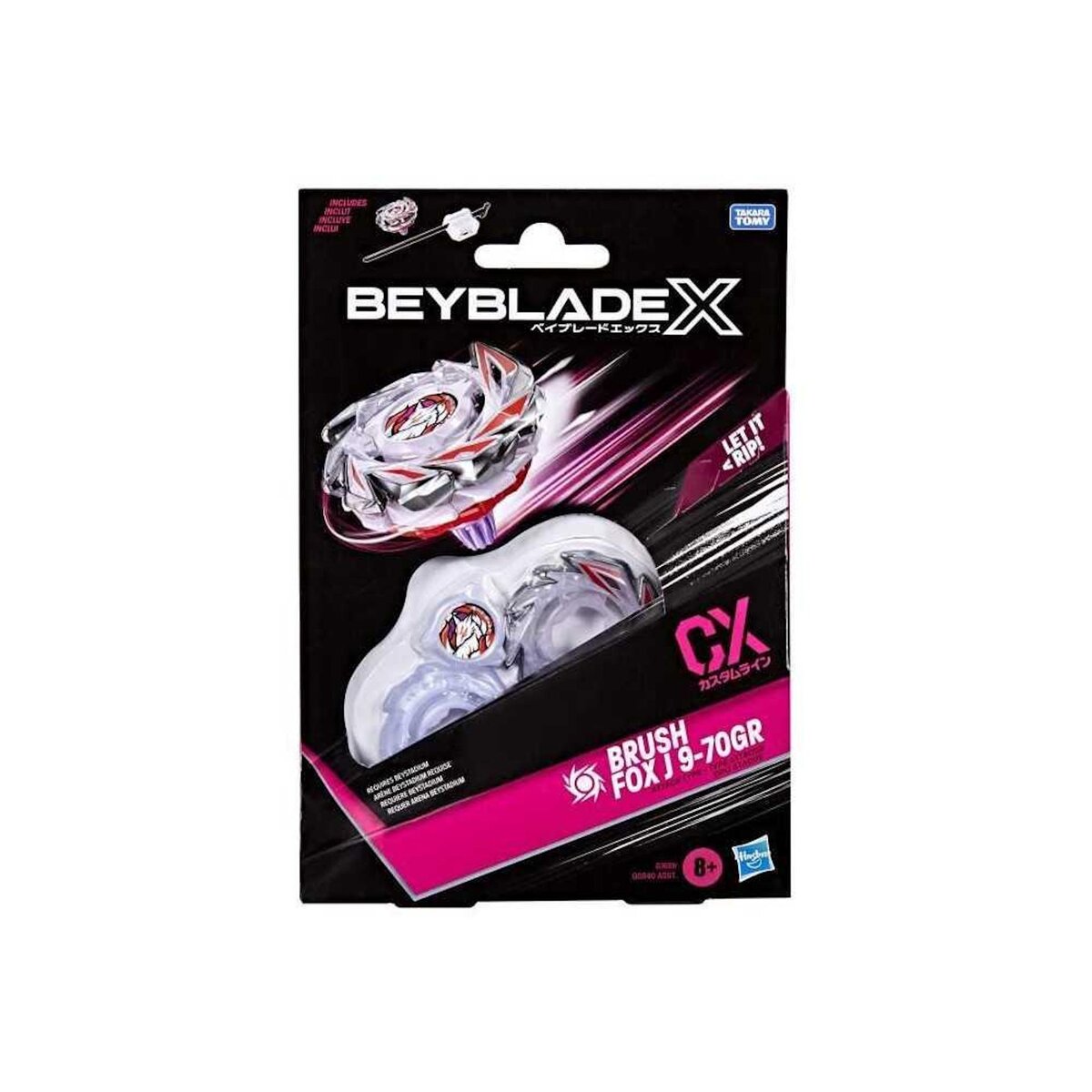 HASBRO Beyblade X Starter Pack Brush Fox J 9-70GR CX, toupie Takara Tomy de type attaque, toupies de compétition, des 8 ans