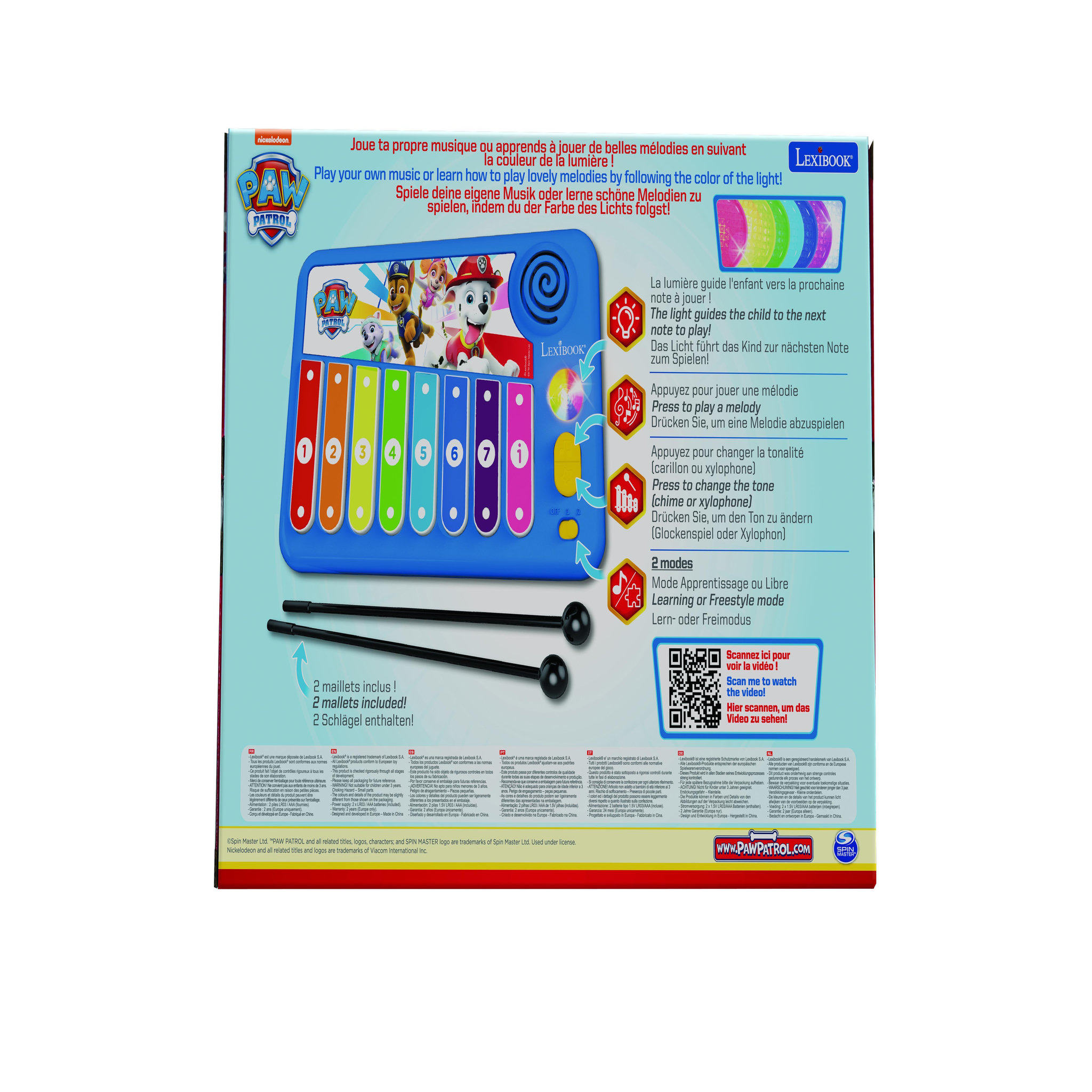 Voir la diapositive 5 : Lexibook Xylophone Pat' Patrouille avec Apprentissage Lumineux de la Musique