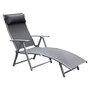 Voir la diapositive 1 : OUTSUNNY Outsunny transat chaise longue bain de soleil pliable dossier inclinable multi-positions têtière fournie 137L x 64l x 101H cm métal époxy textilène gris