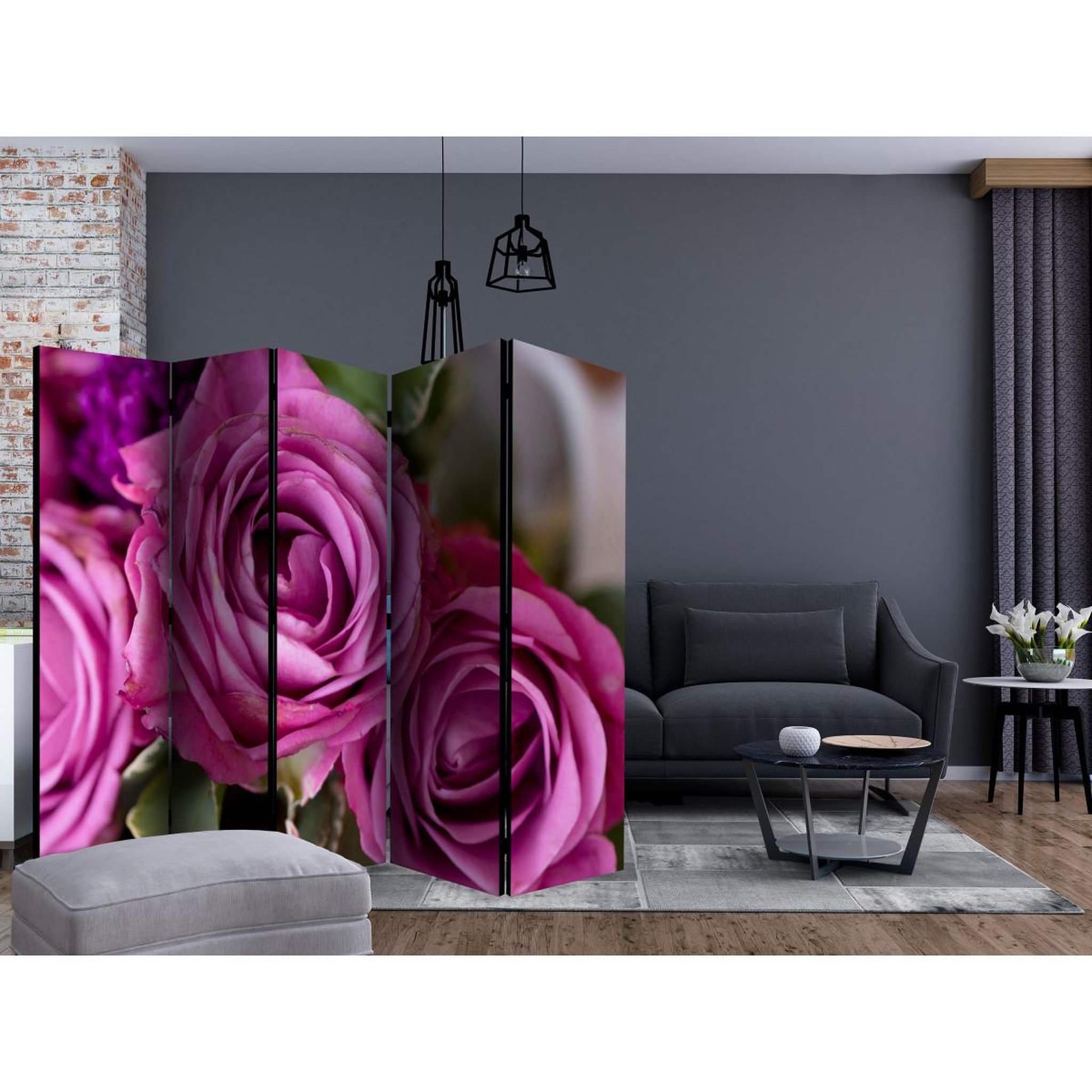 Voir la diapositive 2 : Paris Prix Paravent 5 volets  bunch of lila flowers  172x225cm