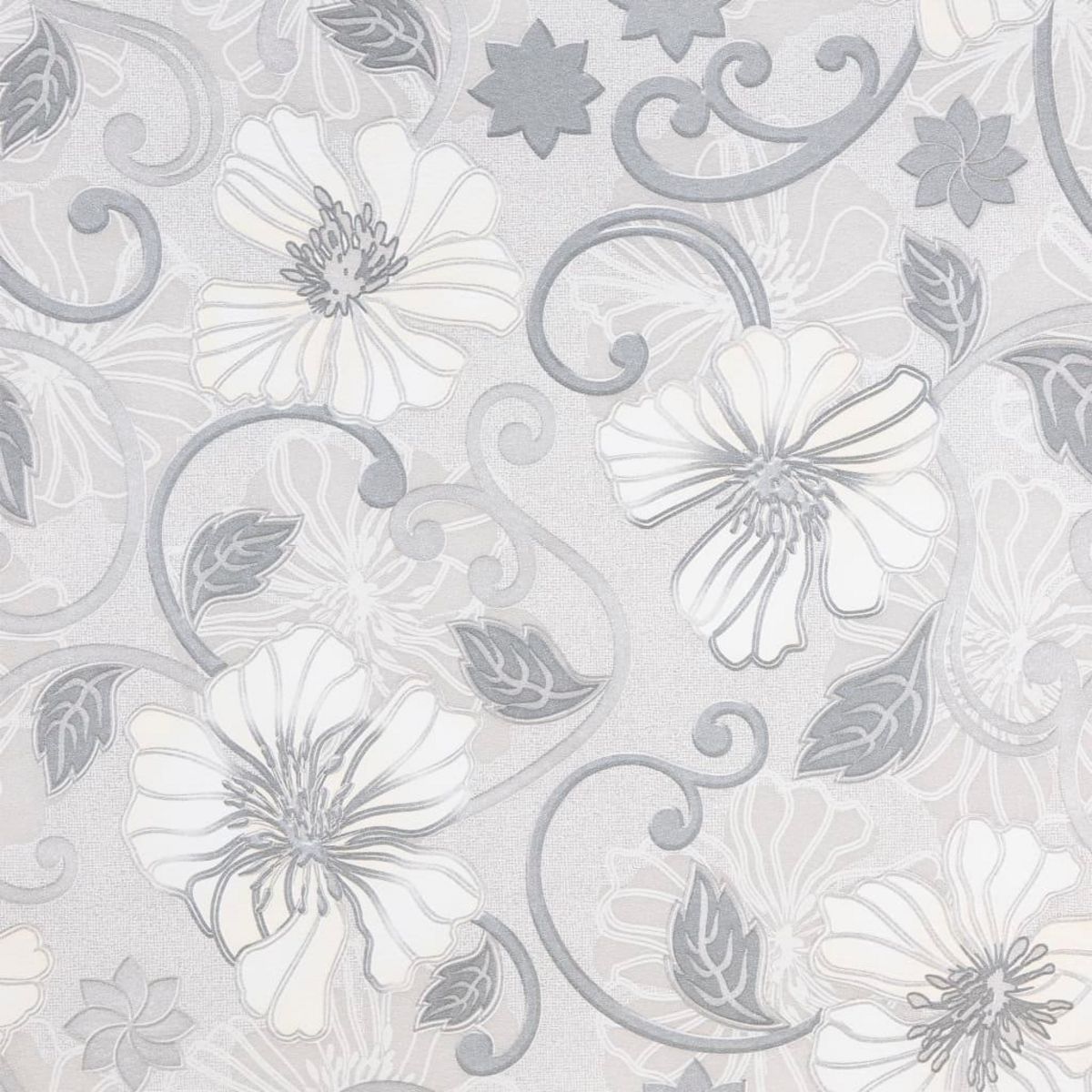 VIDAXL Papier peint 3D motif de fleur gris 10x0,53 m non tisse
