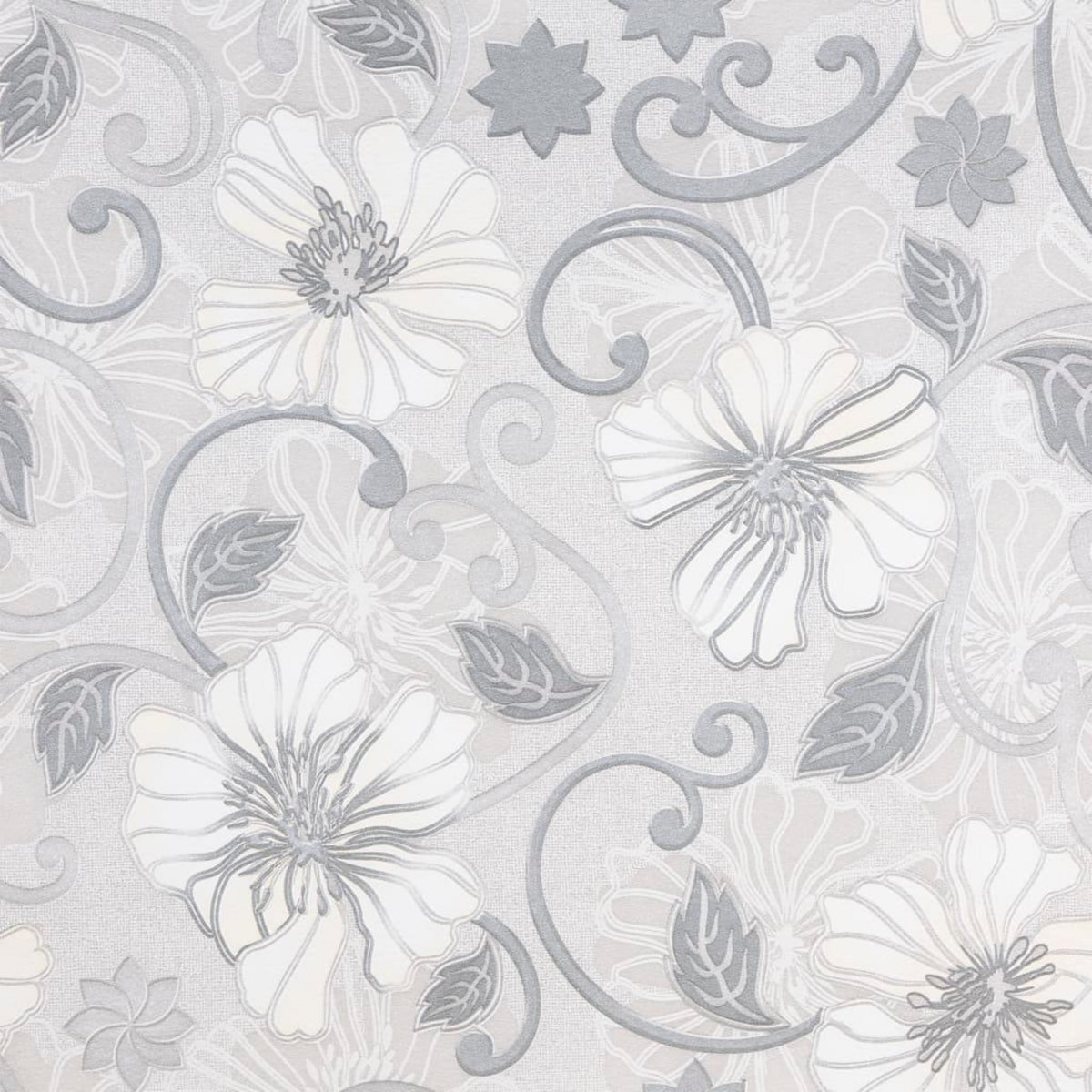 VIDAXL Papier peint 3D motif de fleur gris 10x0,53 m non tisse