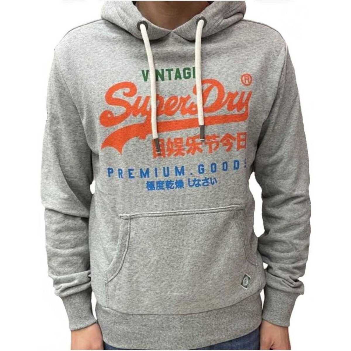 Sweat superdry gris discount homme