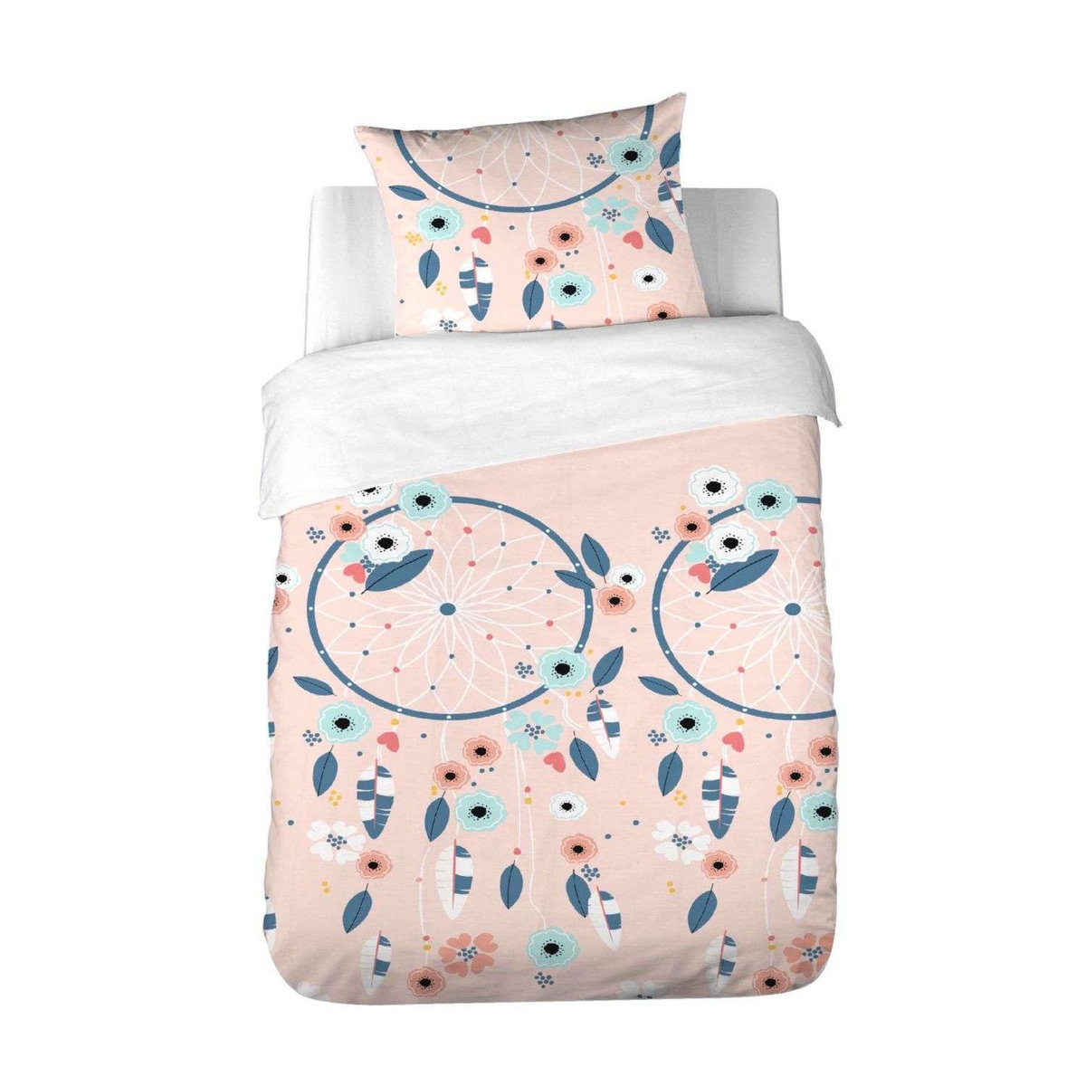 COTE DECO Parure de lit enfant Attrape-rêves - 100% coton adouci 57 fils - 140 x 200 cm