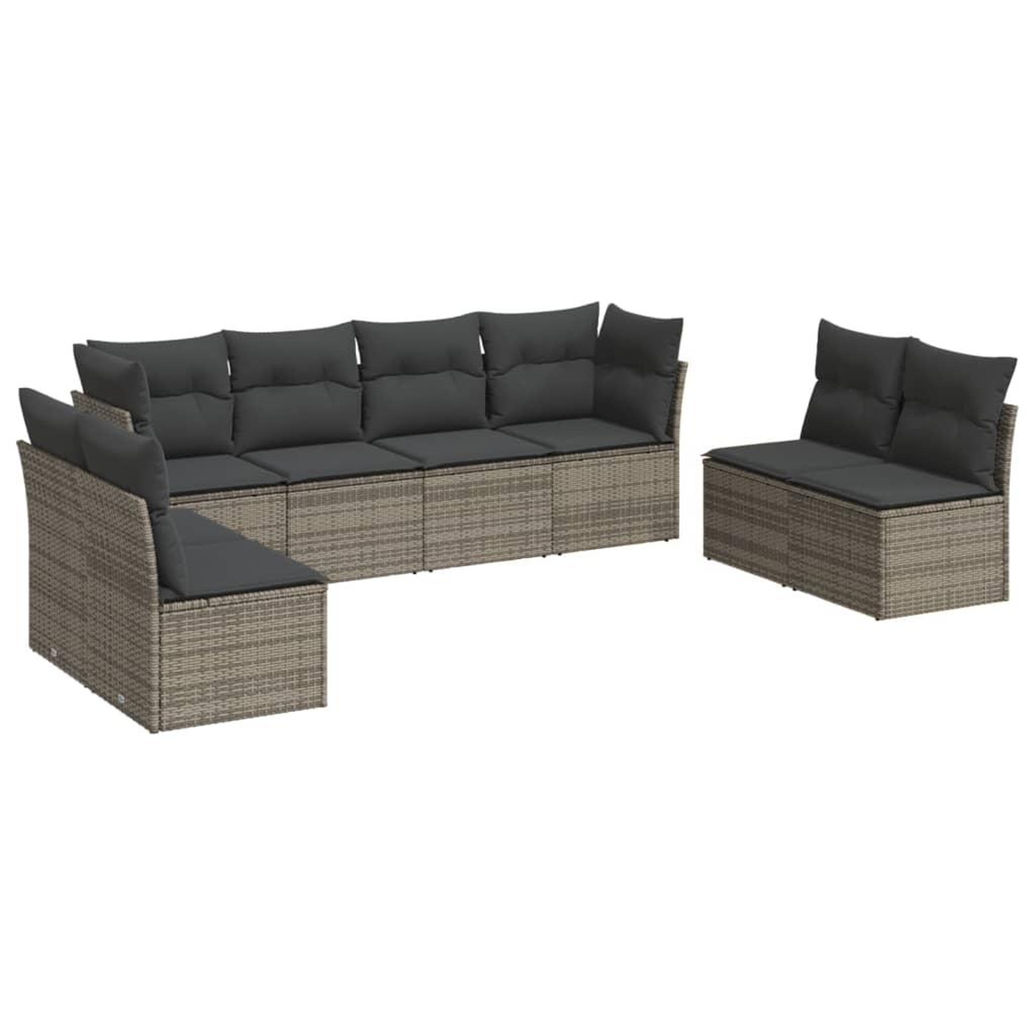 Voir la diapositive 2 : VIDAXL Salon de jardin 8 pcs avec coussins gris resine tressee