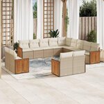 VIDAXL Salon de jardin avec coussins 13 pcs beige resine tressee