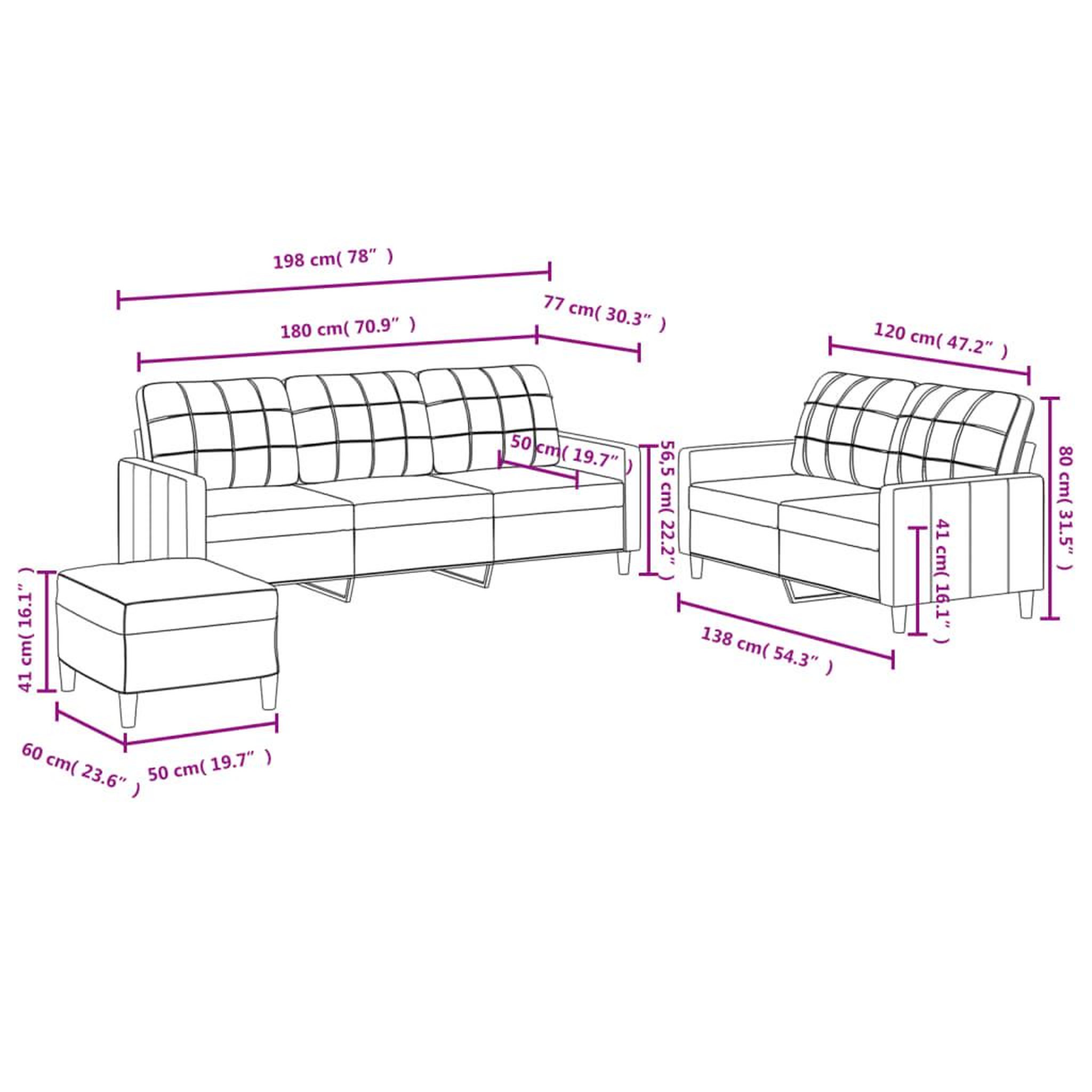 Voir la diapositive 6 : VIDAXL Ensemble de canapes 3 pcs avec coussins creme tissu