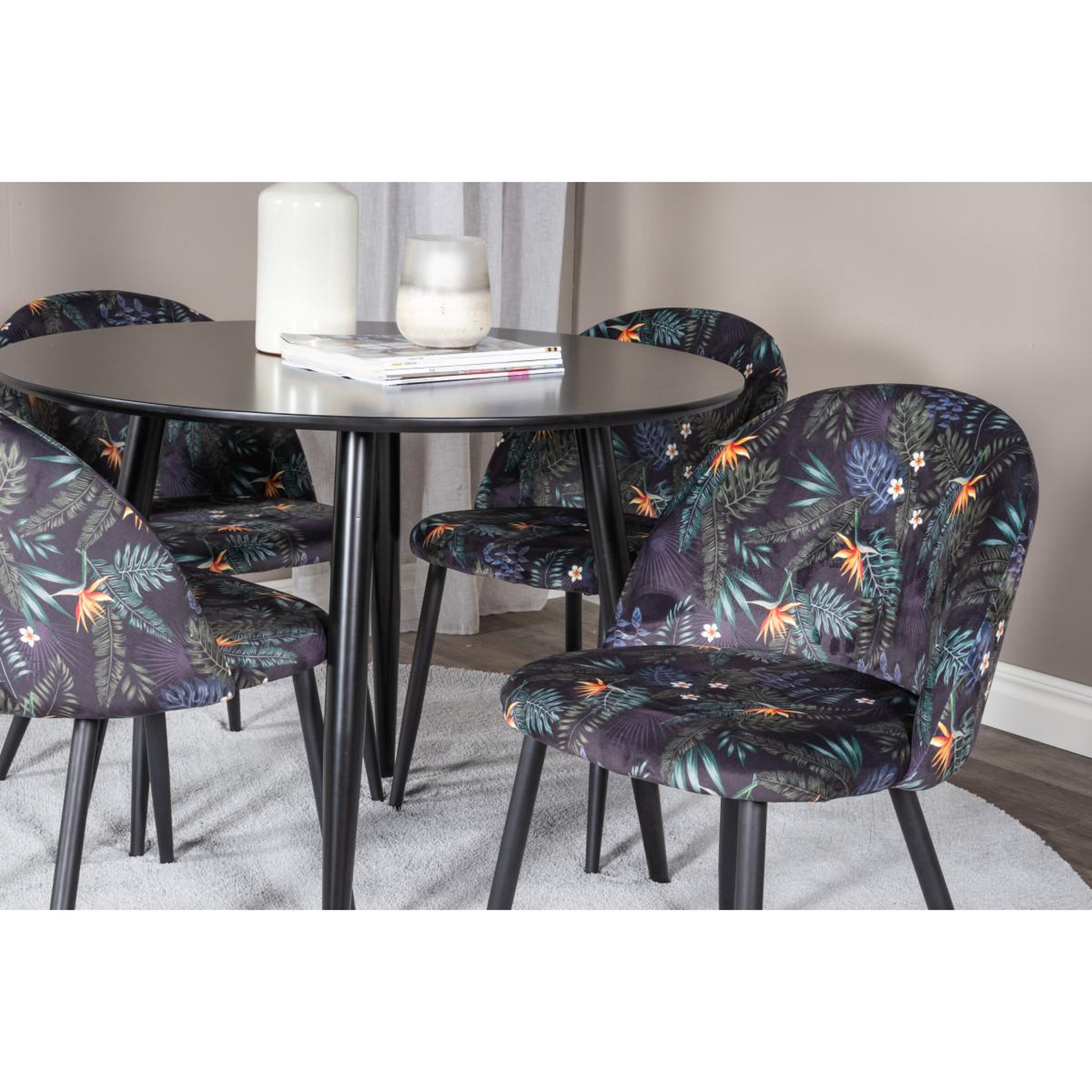 Voir la diapositive 4 : Paris Prix Ensemble table à manger & 4 chaises  plaza i & velvet  100cm noir & multicolore