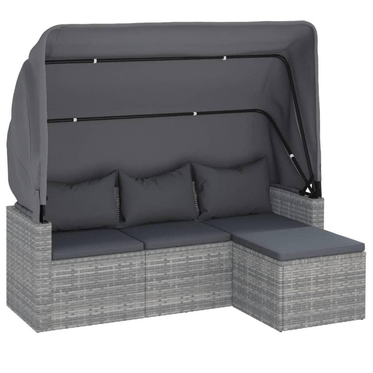 VIDAXL Canape de jardin 3 places avec toit et repose-pieds Gris