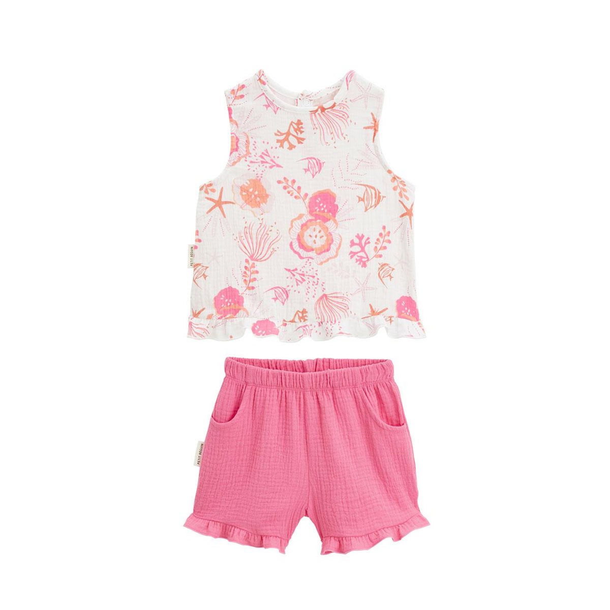 Petit Béguin Ensemble enfant t-shirt et short en gaze de coton Bahamas