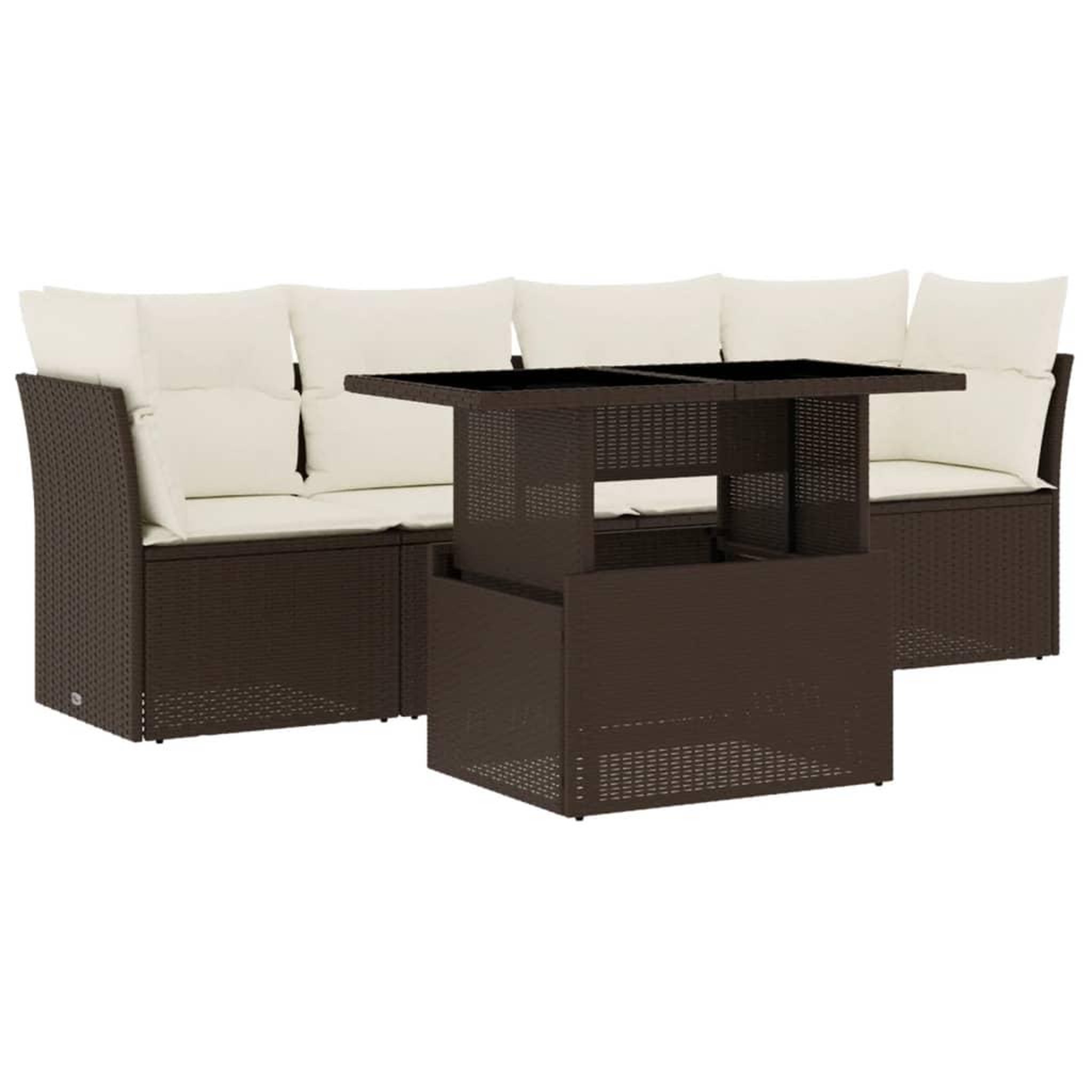 Voir la diapositive 2 : VIDAXL Salon de jardin avec coussins 5 pcs marron resine tressee