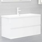 VIDAXL Armoire d'evier lavabo integre blanc brillant bois d'ingenierie
