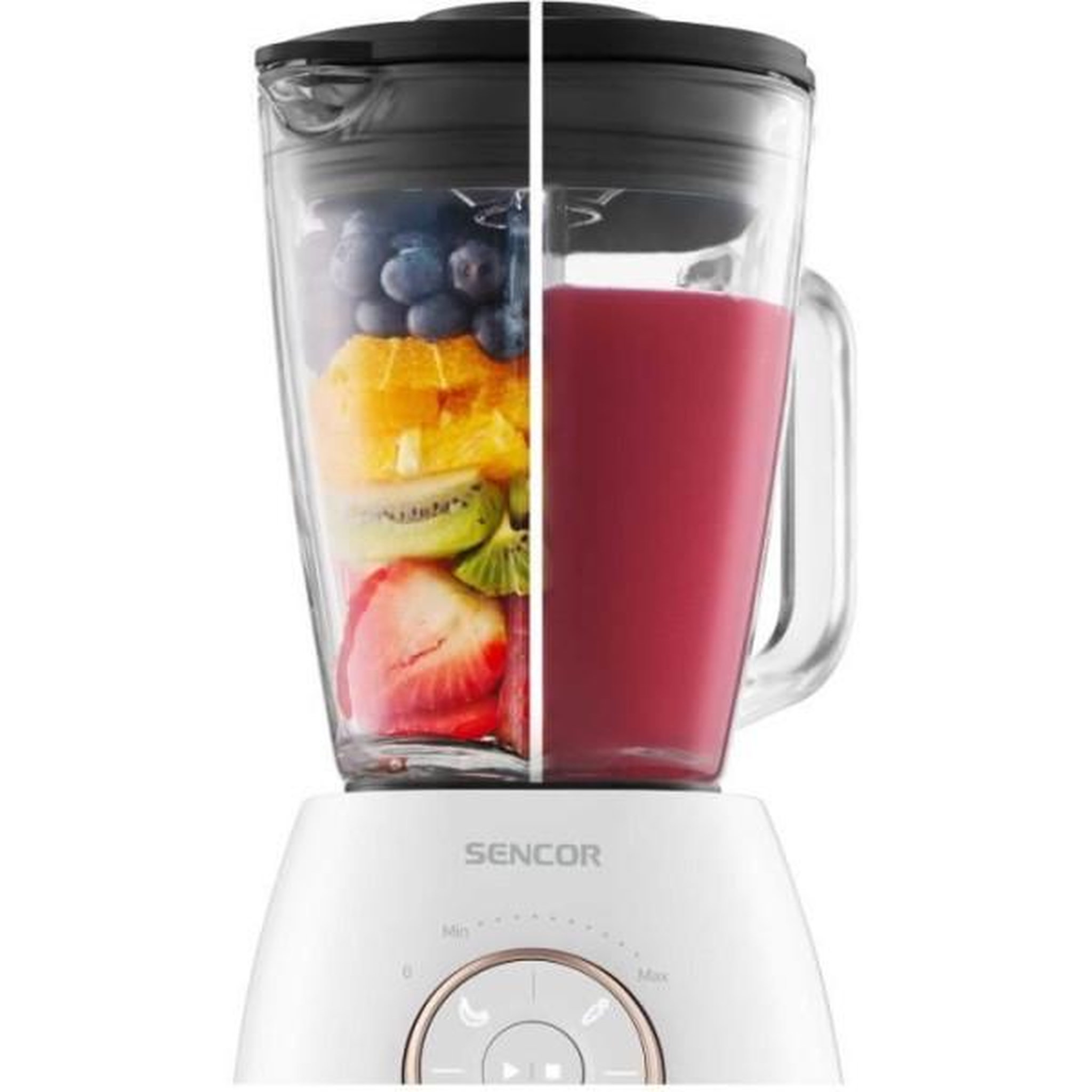 Voir la diapositive 2 : MARKET24 Blender  - SENCOR - SBL 5870GD - 1800 W - 1,5 L - 24000 trs/min - Blanc / Or