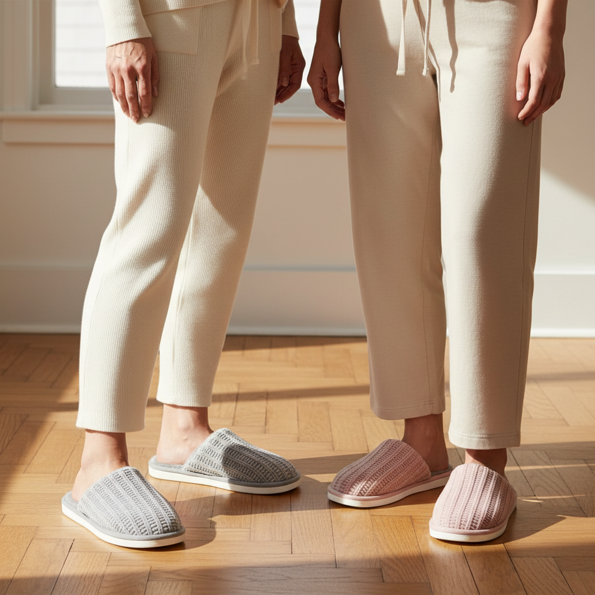 Voir la diapositive 2 : OZABI Ozabi pack 2 paires mules femme tricot côtelé semelle plate épaisse
