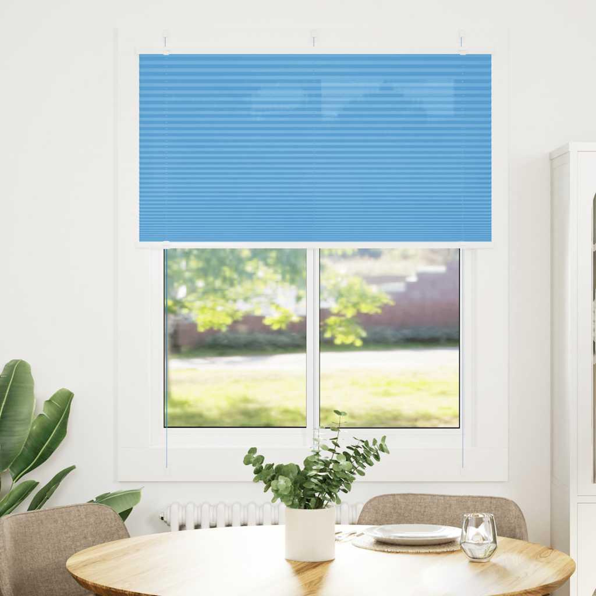 Voir la diapositive 2 : VIDAXL Store plisse bleu 110x100 cm largeur du tissu 109,4cm polyester