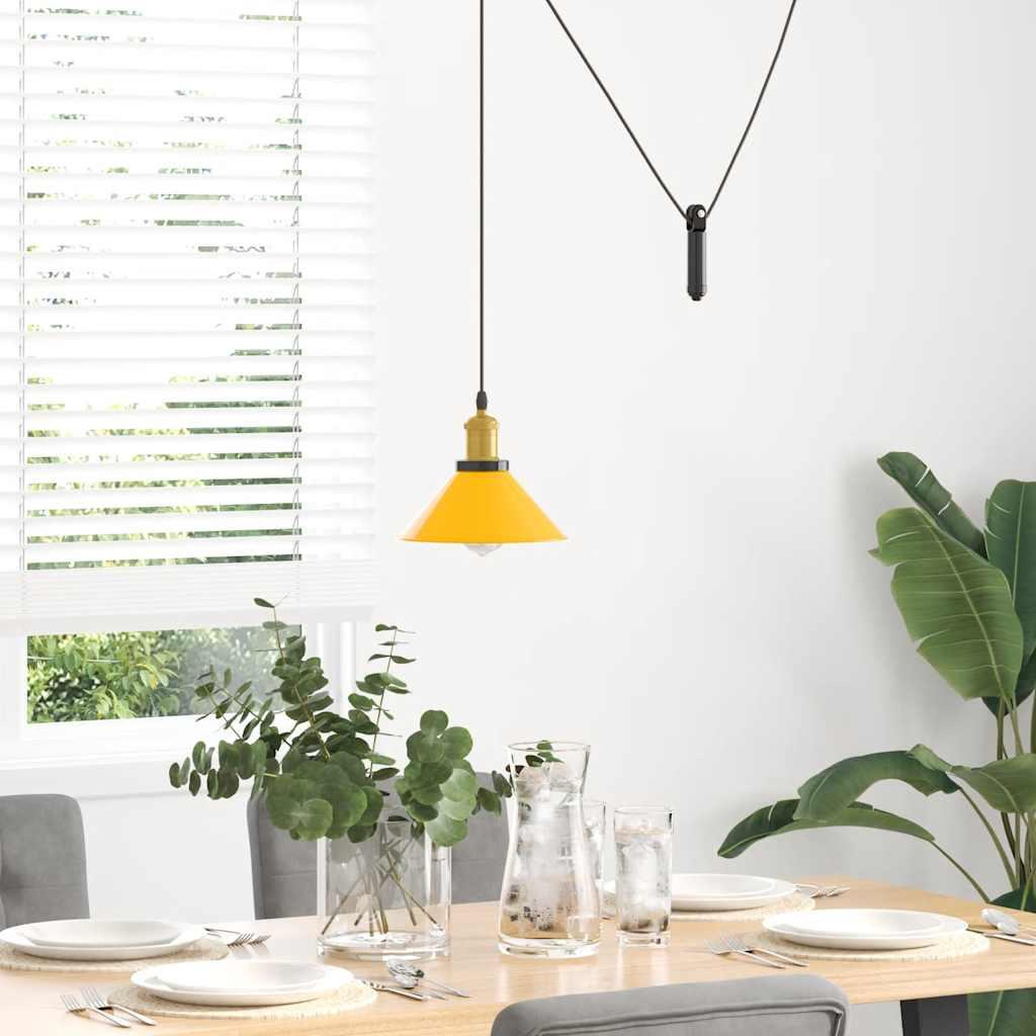 Voir la diapositive 3 : VIDAXL Lampe suspendue reglable hauteur E27 jaune brillant Ø22cm metal