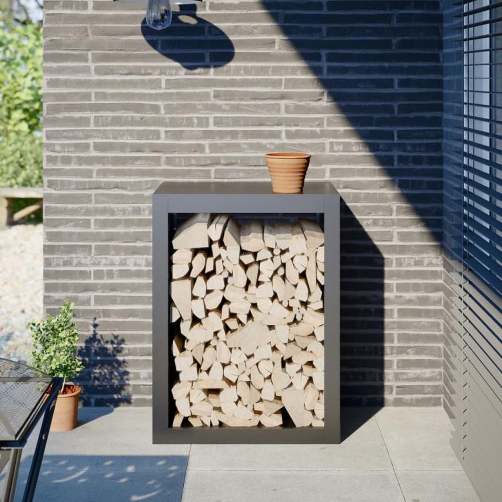 Voir la diapositive 1 : VIDAXL Portant de bois de chauffage anthracite 60x40x80 cm acier